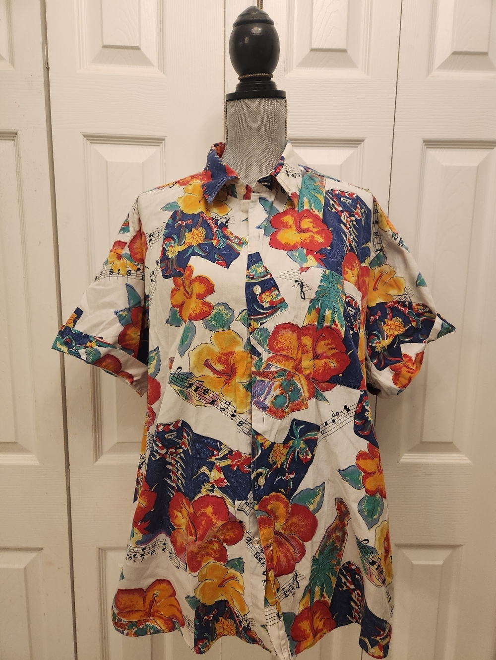 Bill Blass Vintage Men's Tropical Floral Short-Sleeve Shirt - White Multi